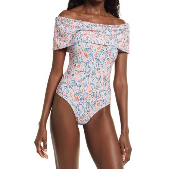 Nordstrom by Cristina Martinez Multicolor Off The Shoulder Bodysuit NWT Size S - Picture 1 of 10